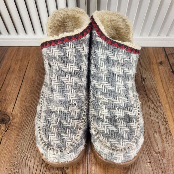 Womens 6 SANUK Nice Bootah Gray Boho Casual Slippers Knit Ankle Booties Boots - Picture 8 of 10